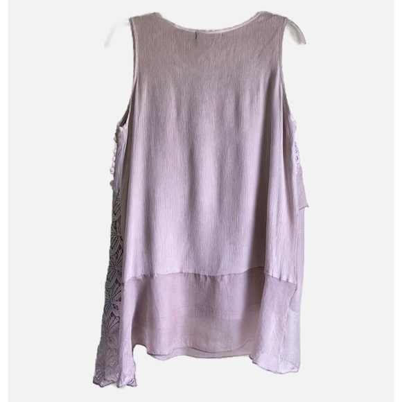 Radzoli Tiered Embroidered Sheer Lavender Tank Top Small - Picture 2 of 6